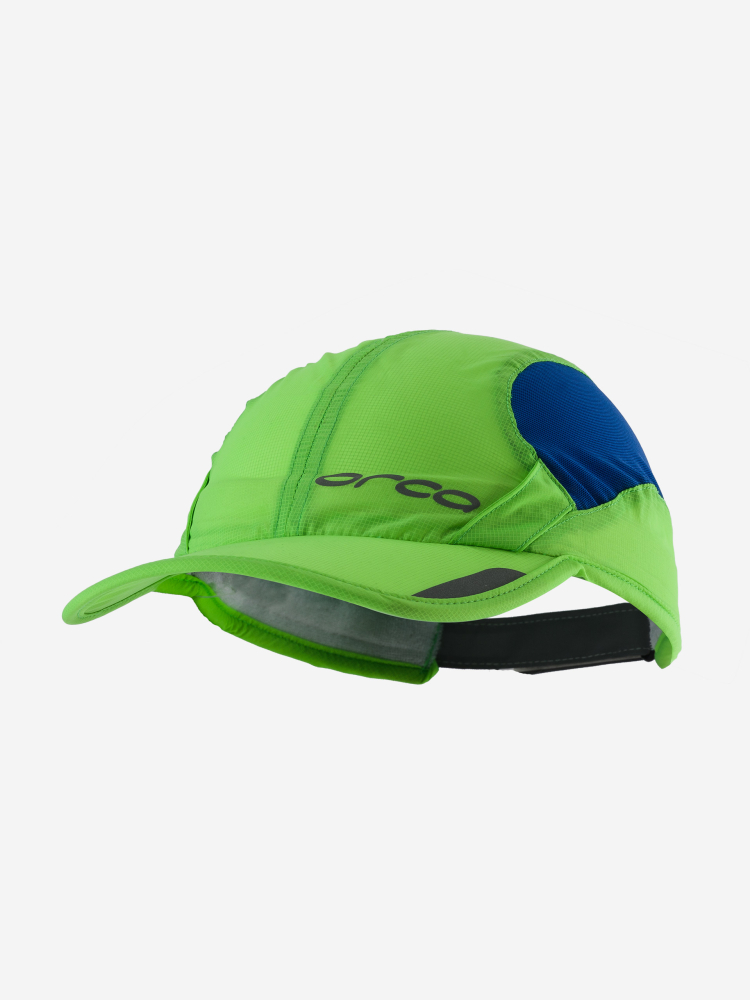 Imagen frontal de la visera para triatlón Orca 2018 en color verde